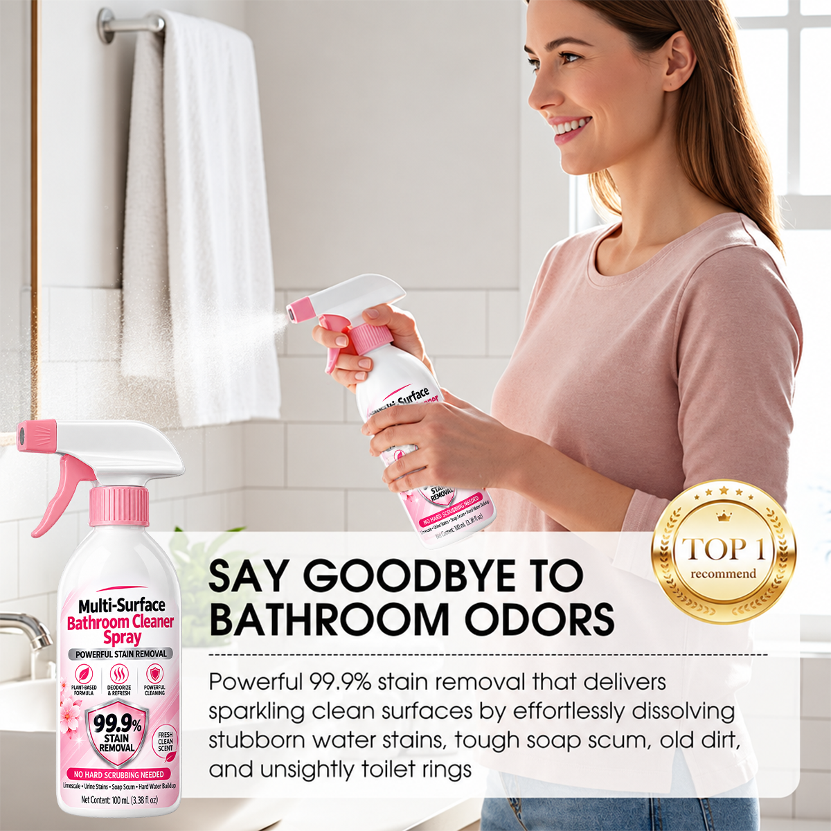 2026 HOT SALE🥳💞50K+ SOLD! Multi-Purpose Bathroom Cleaner Spray for Sink Tub Floor Tile for Limescale, Urine Stains, Toilet Rings, Soap Scum & Hard Water Stains