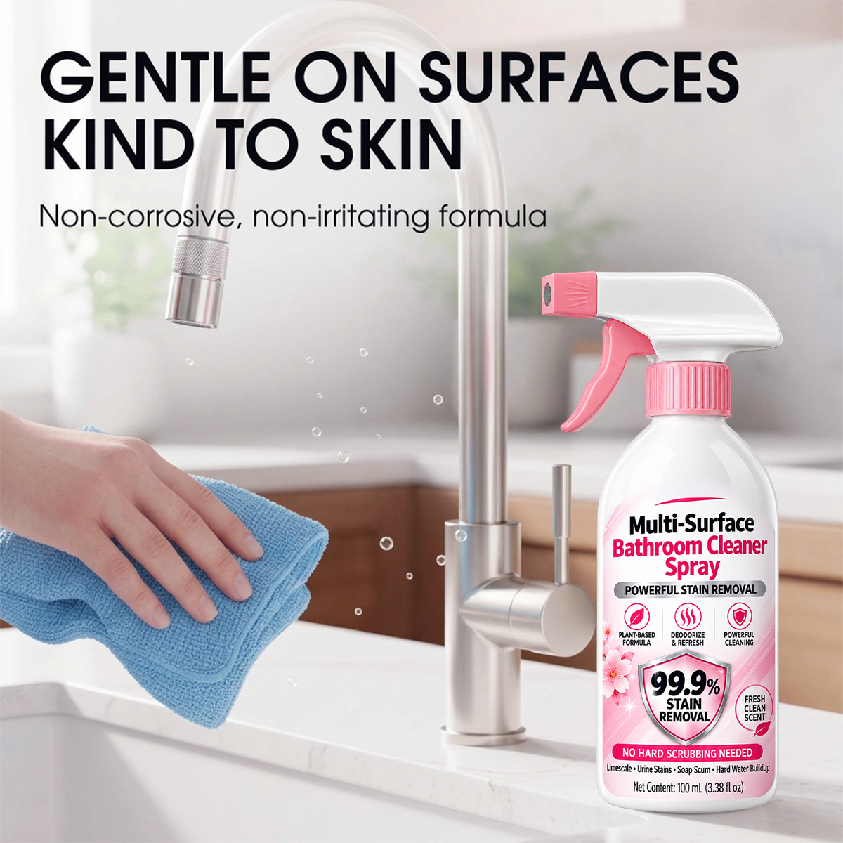 2026 HOT SALE🥳💞50K+ SOLD! Multi-Purpose Bathroom Cleaner Spray for Sink Tub Floor Tile for Limescale, Urine Stains, Toilet Rings, Soap Scum & Hard Water Stains