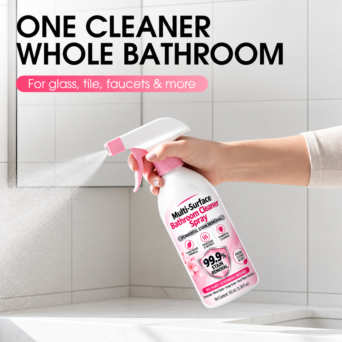 2026 HOT SALE🥳💞50K+ SOLD! Multi-Purpose Bathroom Cleaner Spray for Sink Tub Floor Tile for Limescale, Urine Stains, Toilet Rings, Soap Scum & Hard Water Stains