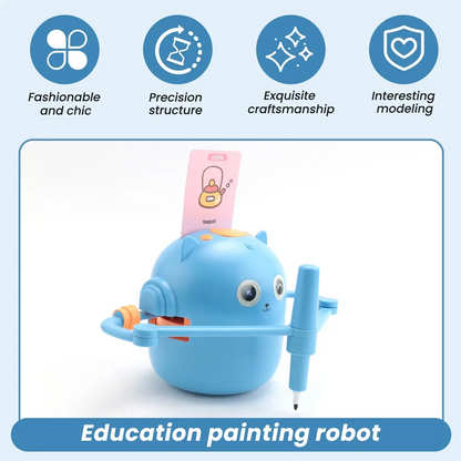 B17CC New Children'S Interactive Education Painting Robot -Montessori Learning Toys, with 100 Words Cards, Voice Interaction